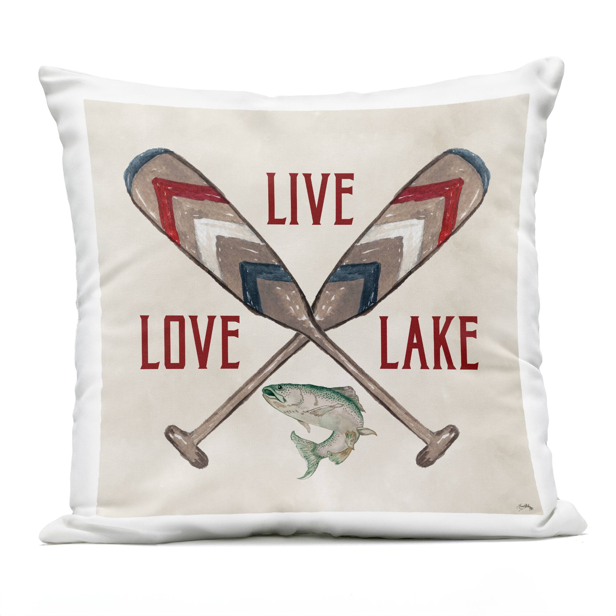 Stupell Industries 18" x 18" Live Love Lake Oars Outdoor Print Throw Pillow